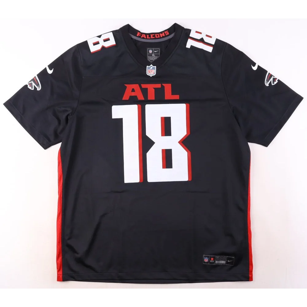 Black Atlanta Falcons jersey with number 18, Kirk Cousins signed, XL Nike authentic
