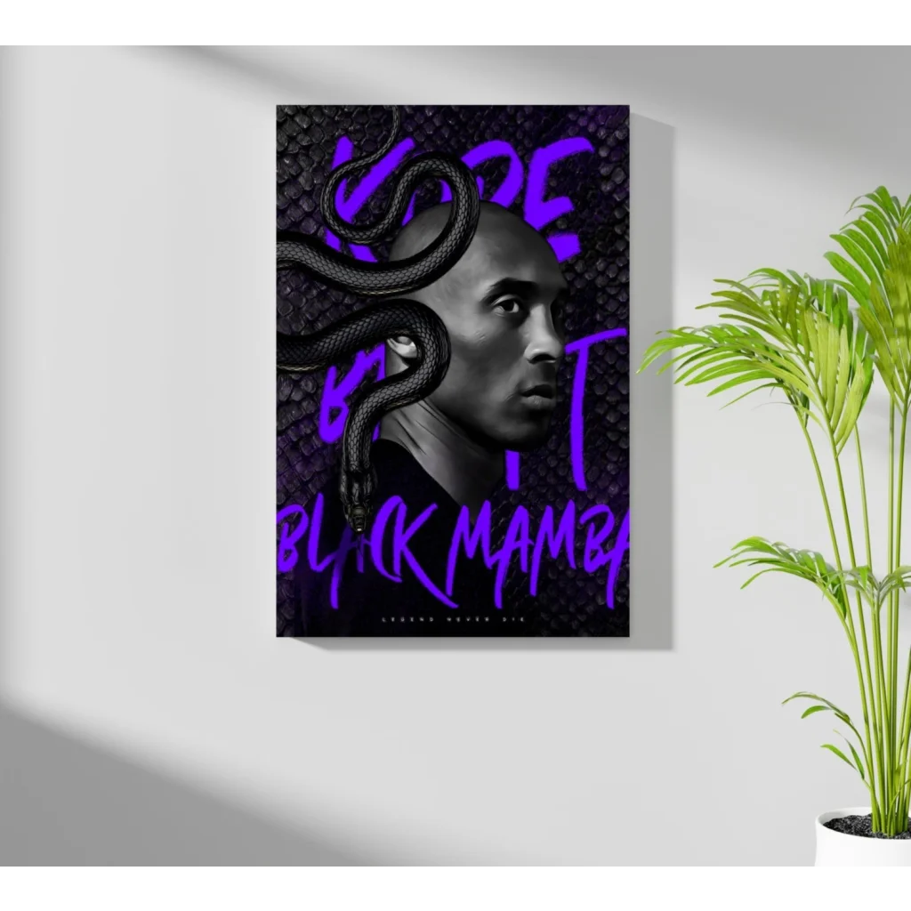 Kobe Black Mamba portrait on insigne aluminum prints wall art