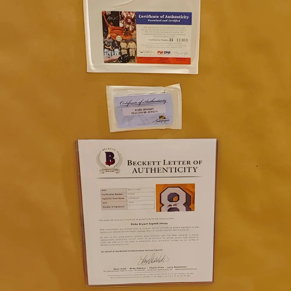 Kobe Bryant autographed Los Angeles yellow jersey #8 with 2018 Beckett LOA