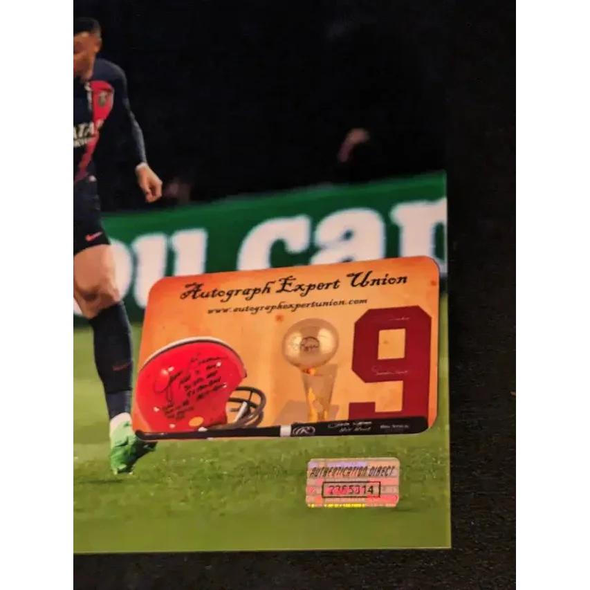 Kylian Mbappe Paris autograph with Union certification and hologram sticker for authenticity