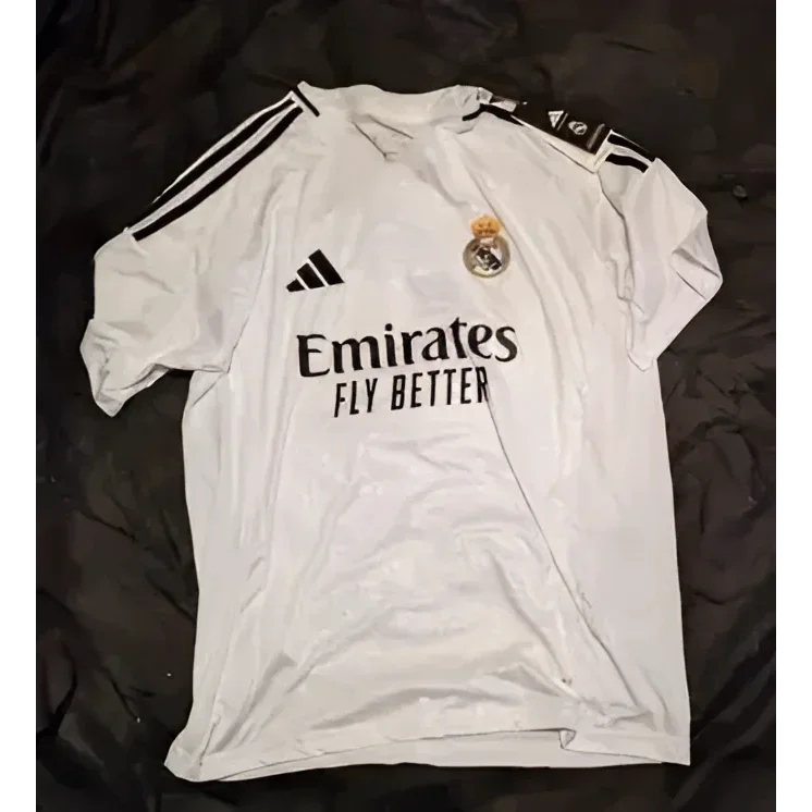 Kylian Mbappe Real Madrid signed jersey with black stripes and official COA