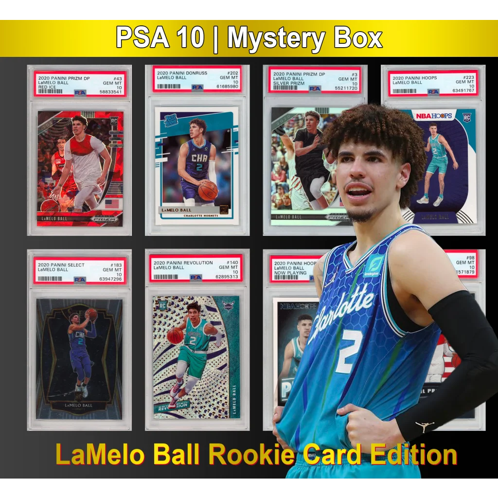 PSA 10 LaMelo Ball Draft Picks rookie cards collection with LaMelo in teal jersey