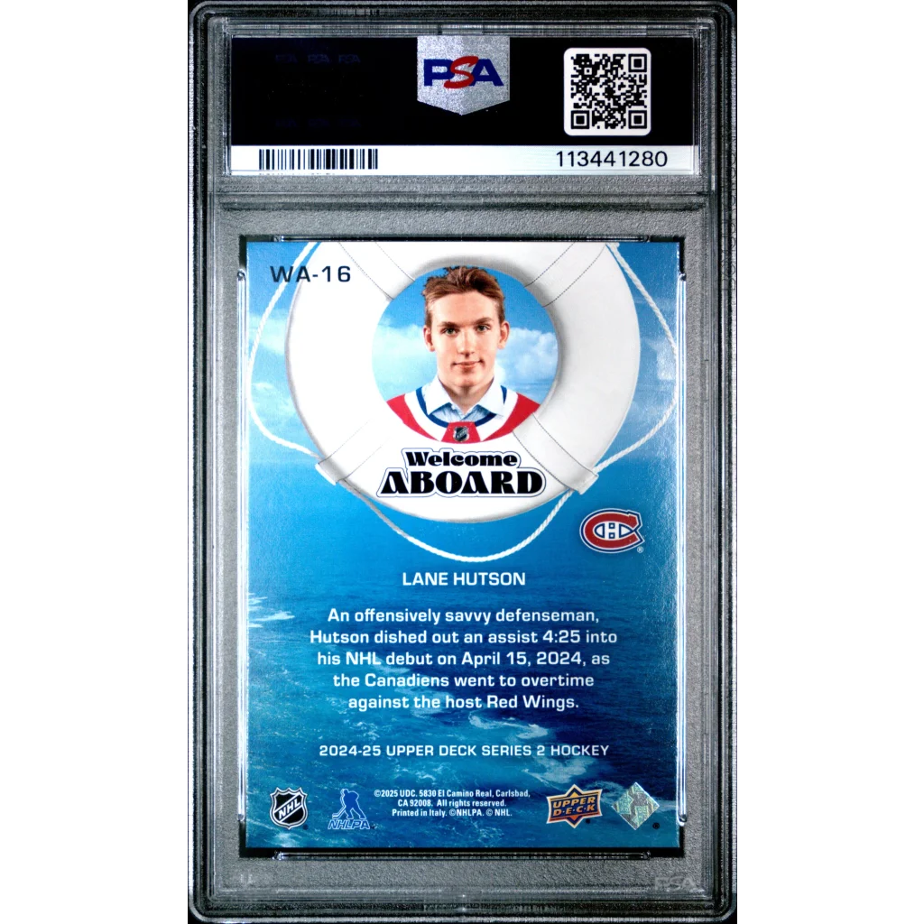 Lane Hutson 2024 Upper Deck Series 2 Gem Mint PSA 10 hockey card