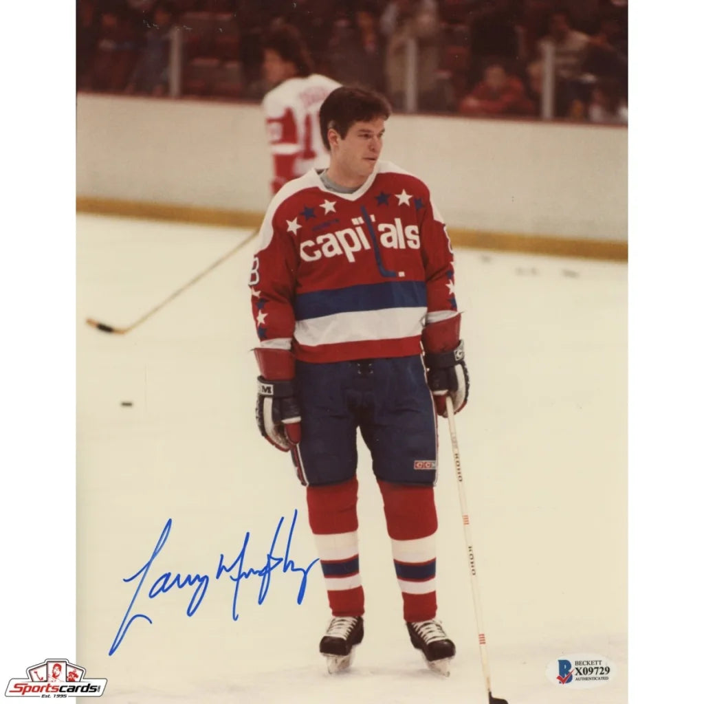 Larry Murphy signed 8x10 HOF photo with red white Capitals jersey