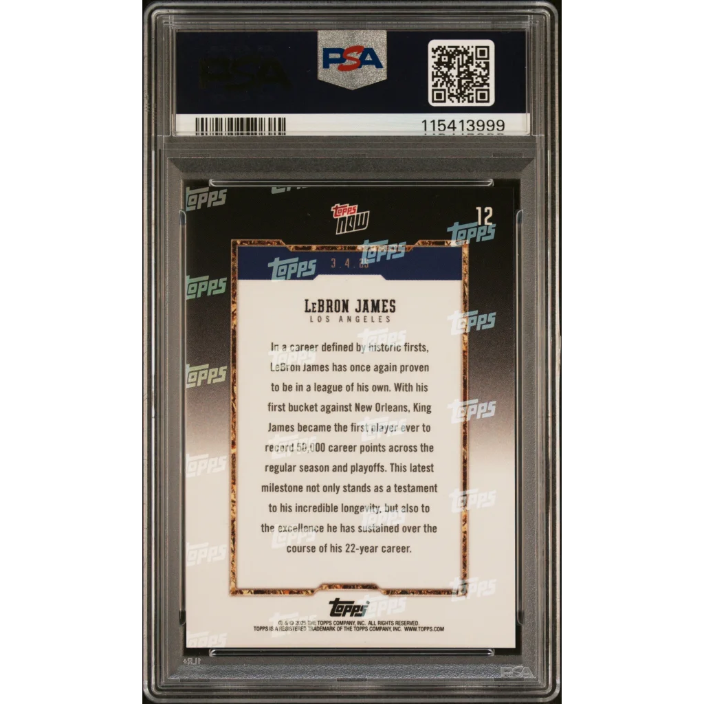 LeBron James 50K Points PSA Graded Topps Now Gold Border Card