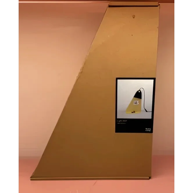 Cardboard box with yellow cheese-shaped night light for Light Shelf Black decor