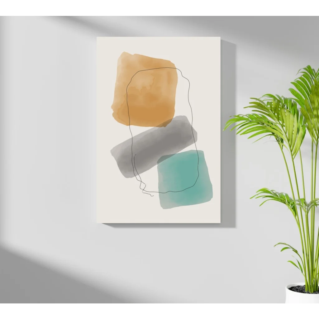 Stunning watercolor abstract on insigne aluminum print in orange, gray, teal