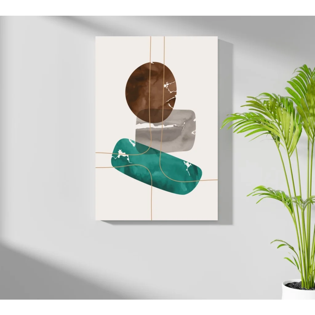 Modern abstract insigne aluminum prints with gold accents and marble vibe