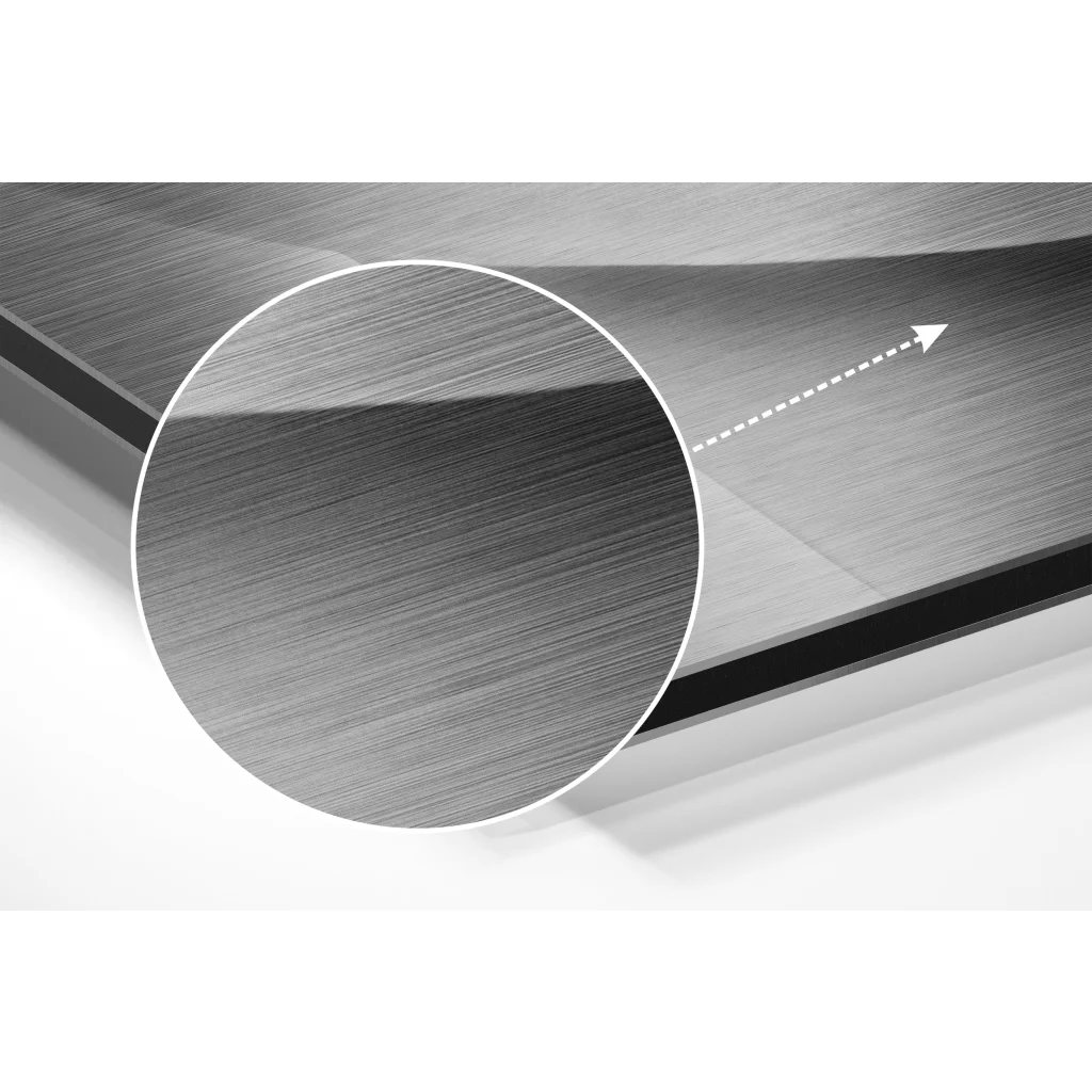 Sleek brushed aluminium dibond wall art panel in modern finish