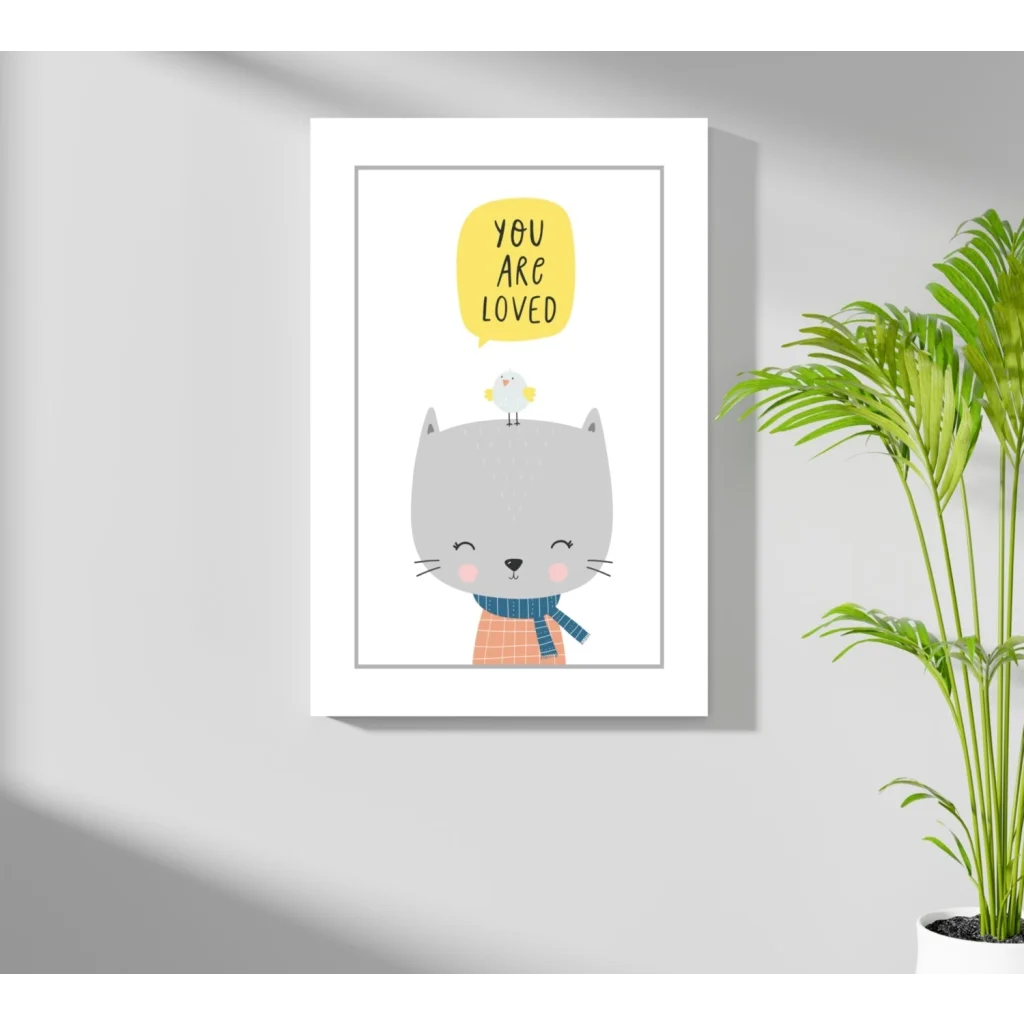 Insigne aluminum prints of gray cat with bird saying you are loved
