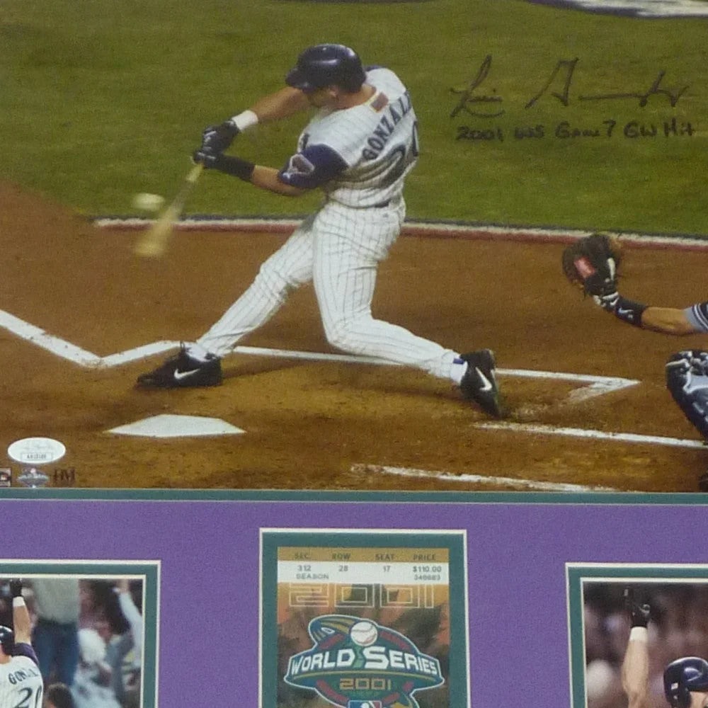 Luis Gonzalez autographed 2001 World Series hit deluxe framed 11x14 photo