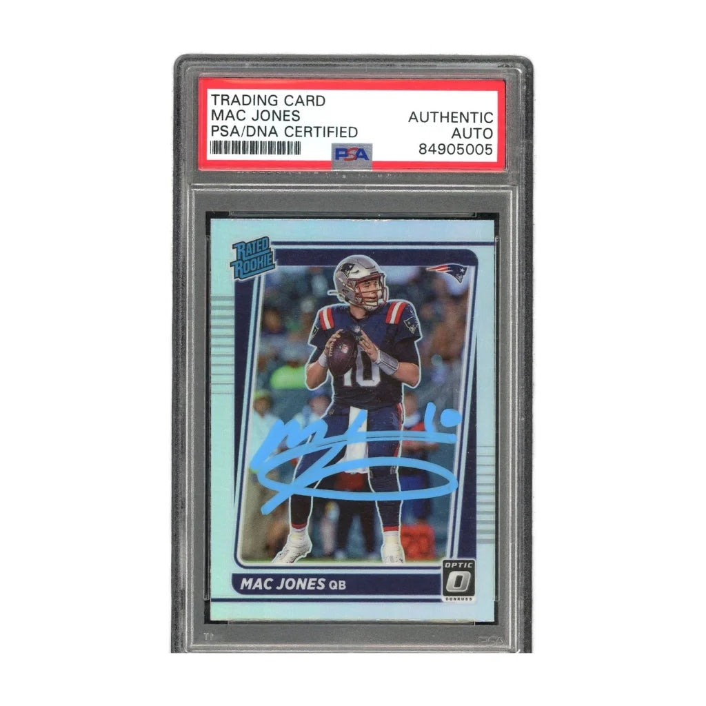 Mac Jones PSA Authentic signed 2021 Topps Chrome football card