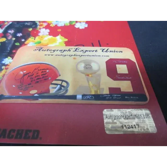 Collectible card with football helmet, bat, jersey number for Margot Robbie signed 8x10 poster