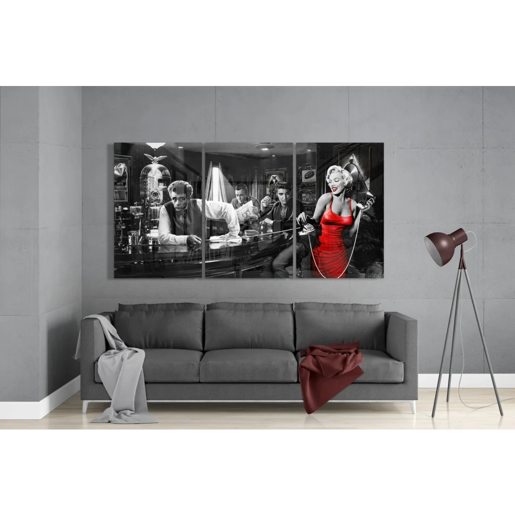 Marilyn Monroe Red Dress Insigne Glass Art Print | Modern Wall Art Decor | vintageantiquesgifts.com