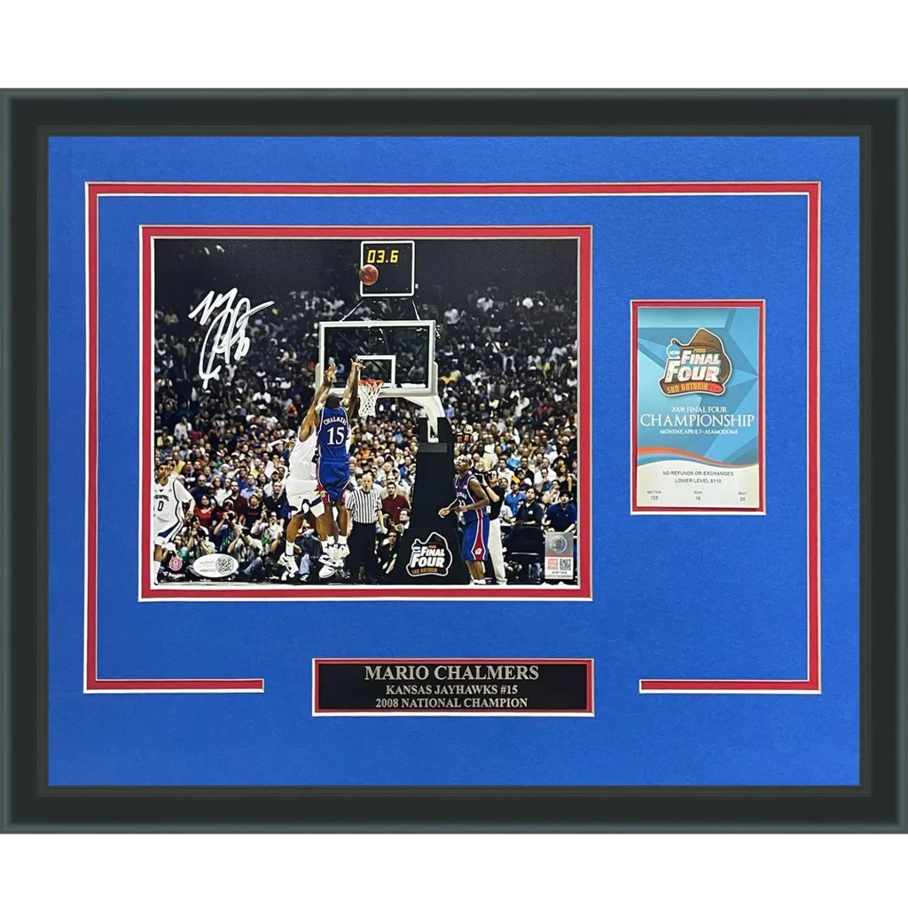 Mario Chalmers autographed deluxe framed 8x10 final four shot photo