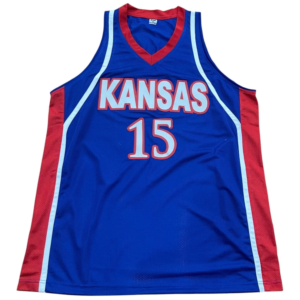 Mario Chalmers autographed Kansas Jayhawks custom jersey blue #15 back