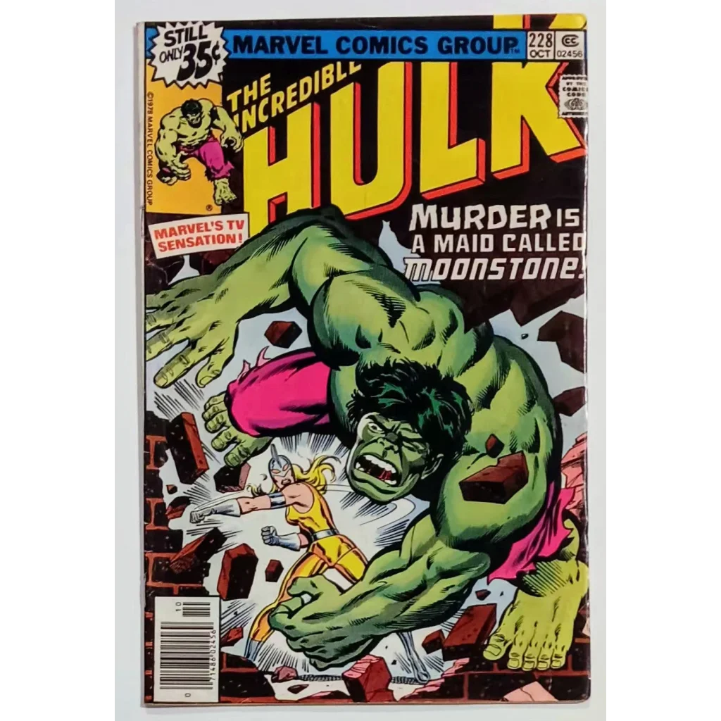 Incredible Hulk Issue 228 Marvel Comics cover with green Hulk in action