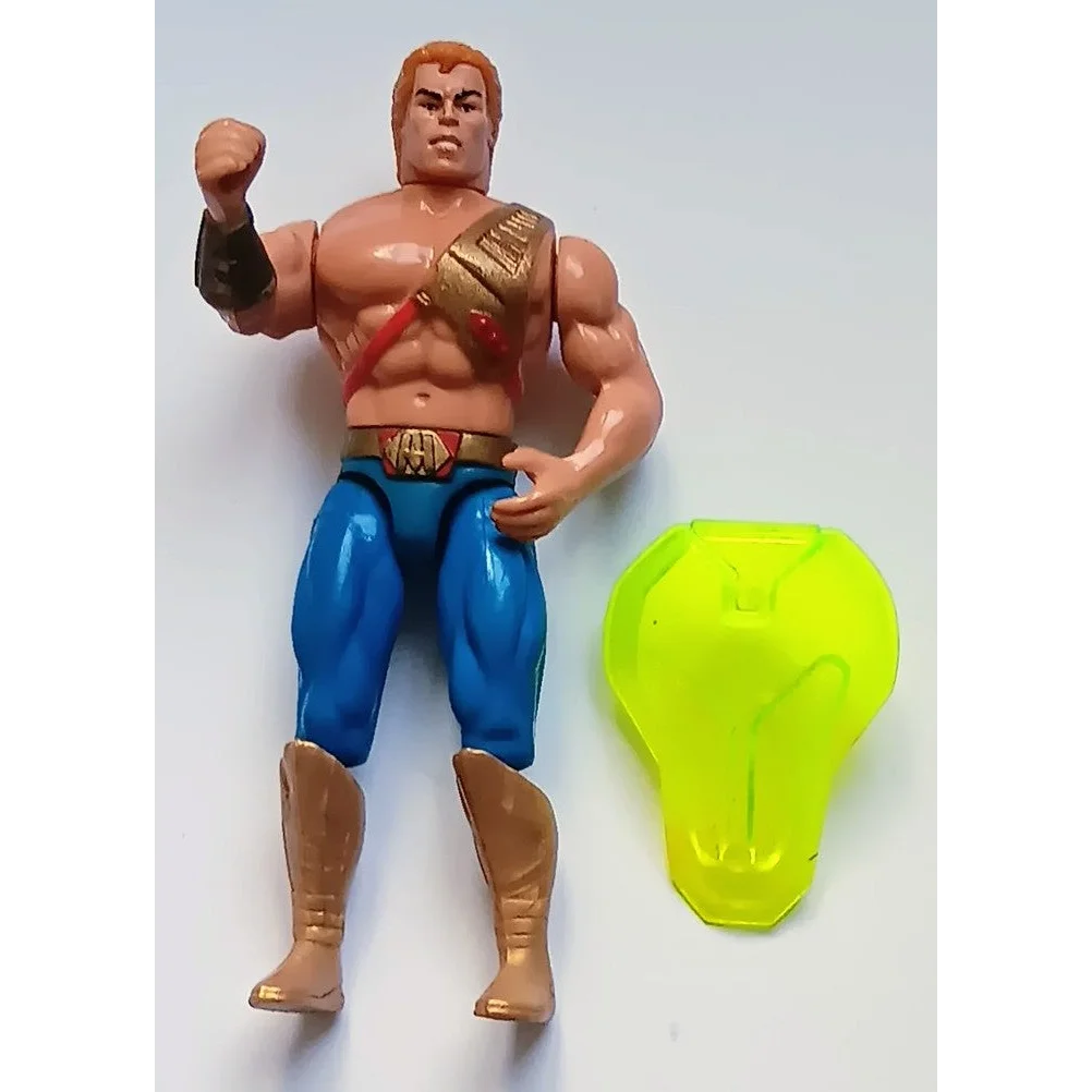 Epic 1988 He-Man Masters of the Universe action figure in blue pants, red armband, fighting pose