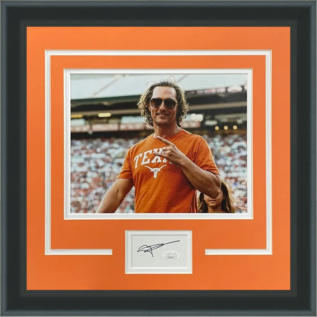 Matthew McConaughey autographed Texas Longhorns signature series frame