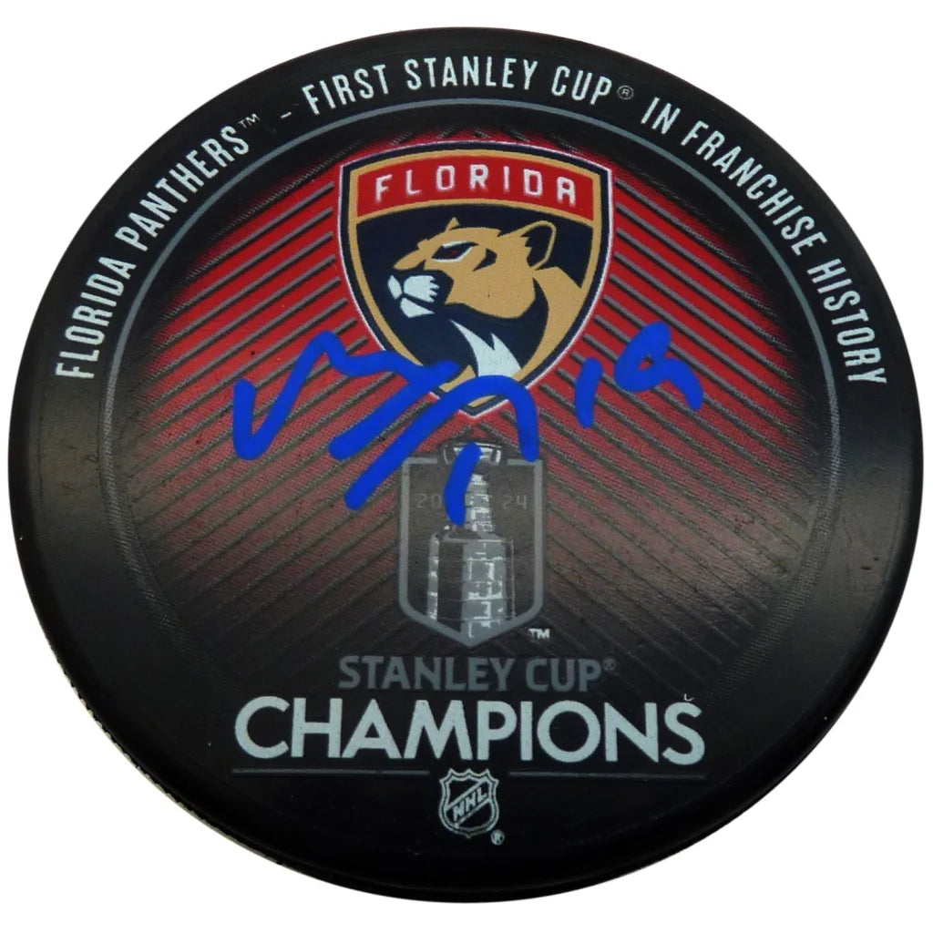 Matthew Tkachuk autographed Florida Panthers 2024 Stanley Cup Champions puck