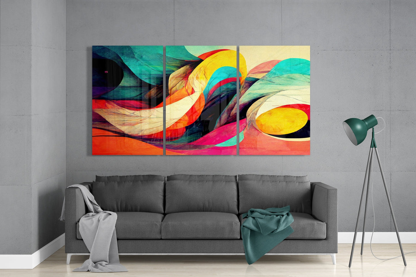 Sunlit Abstract Swirls Glass Wall Art