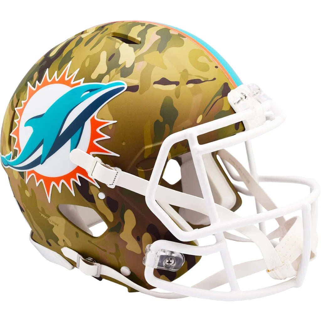 Miami Dolphins authentic camo helmet with dolphin logo