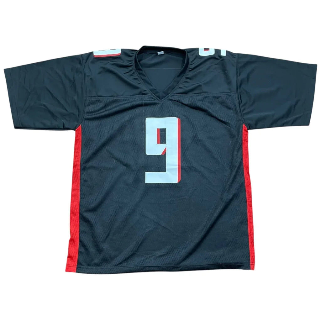 Michael Penix autographed Atlanta custom jersey black with red panels and blue number 9