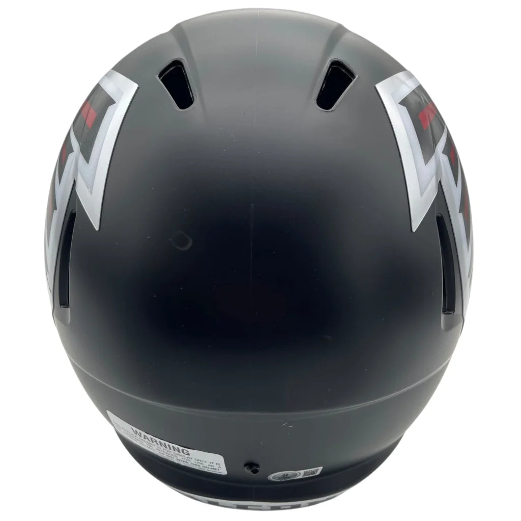 Michael Penix Atlanta Falcons autographed replica helmet with black matte finish and lightning bolts