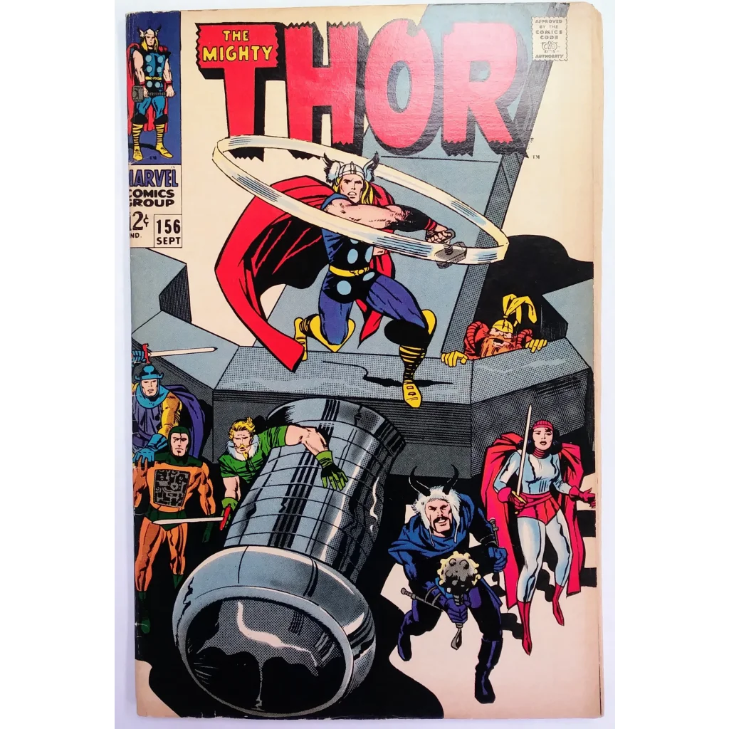Vintage Mighty Thor Issue 156 Marvel Comics cover with dynamic Thor pose