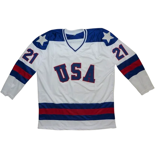 Mike Eruzione autographed USA Hockey custom jersey white #21