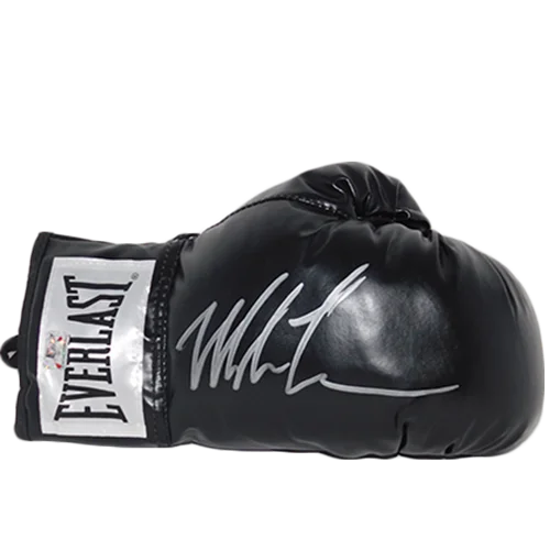 Mike Tyson autographed Everlast black boxing glove with silver signature