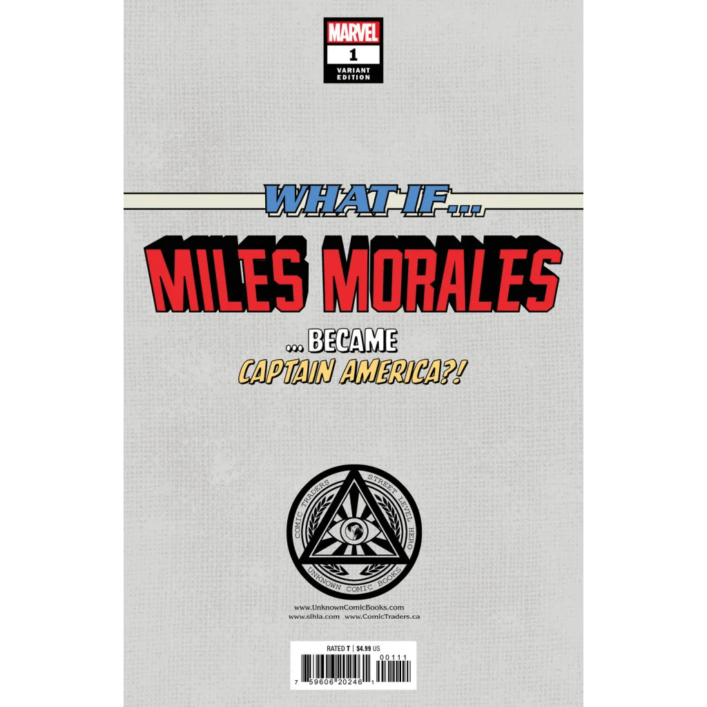 Comic book with a variant cover featuring Miles Morales as Captain America