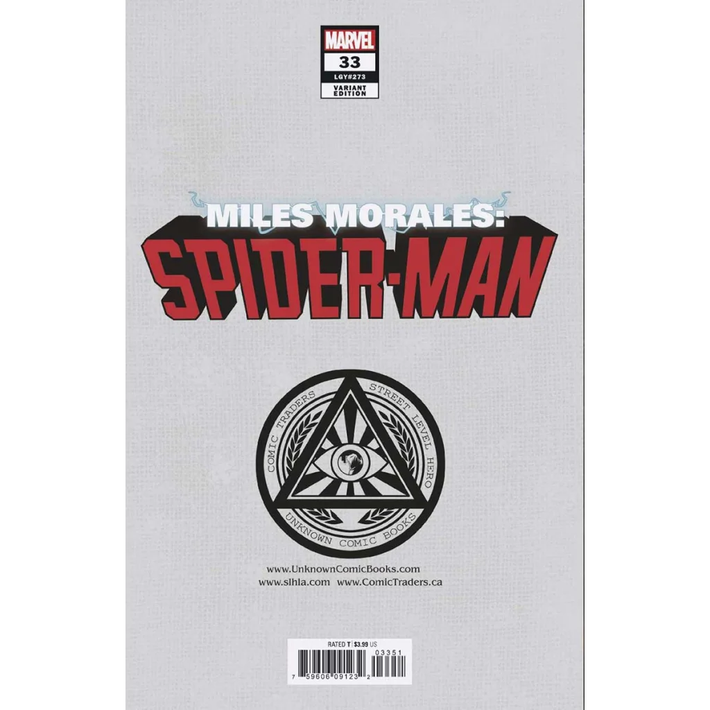 Comic book with grey cover and red white text Miles Morales Spider-Man Unknown Comics Gabriele