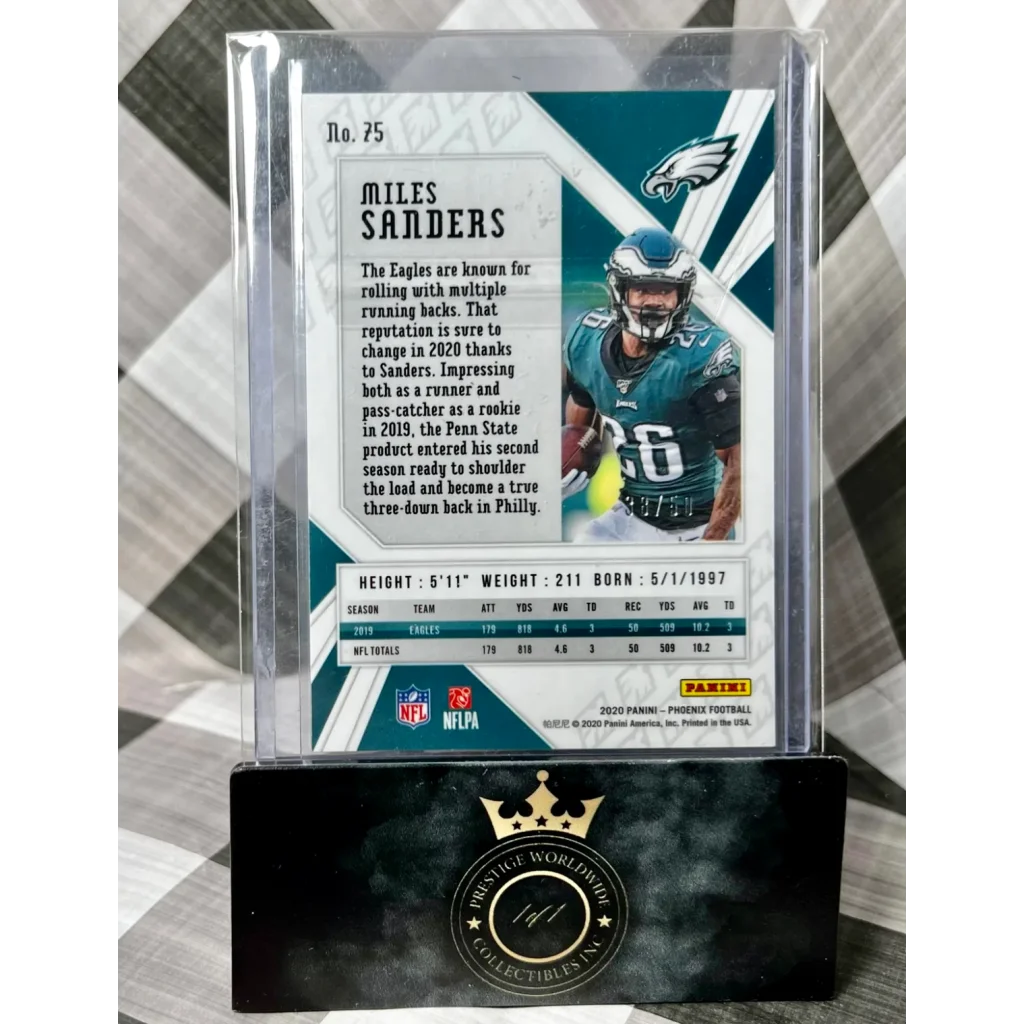 2021 Panini Prizm Miles Sanders #75 card from Prestige Worldwide Collectibles