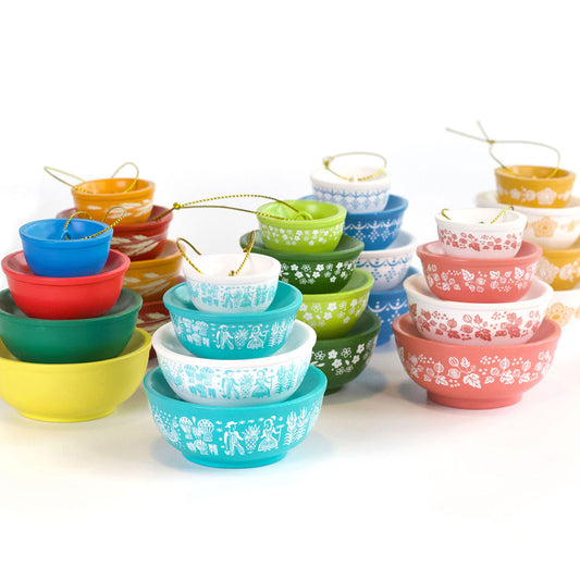 Assorted mini mixing bowl ornament stacks
