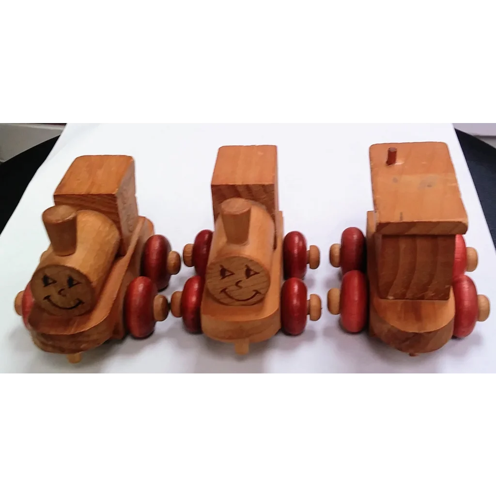 Vermont handcrafted Montgomery School House wooden toy train set