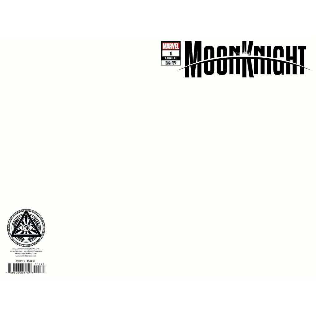 White blank Moon Knight Annual 1 preorder cover with black gray logo