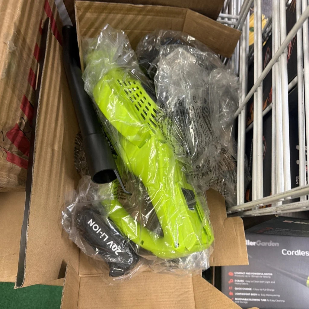Mueller UltraStorm leaf blower: bright lime green 20V cordless model