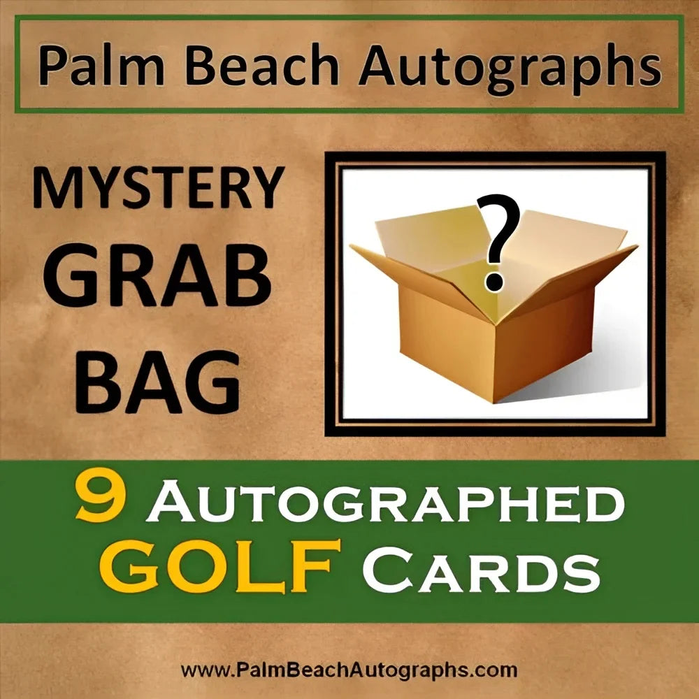 Mystery grab bag of 9 autographed golf legend cards