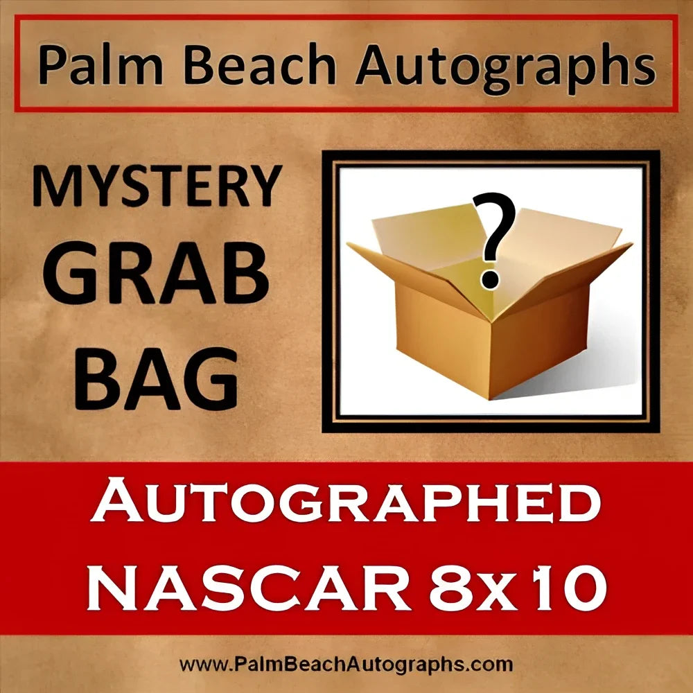 Mystery grab bag box with question mark for autographed Nascar 8x10 photos