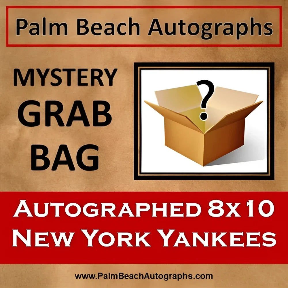 Mystery grab bag of autographed New York Yankees 8x10 photo in brown box