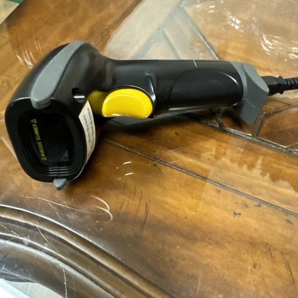 Nadamoo Bur3003 black wireless barcode scanner with yellow trigger