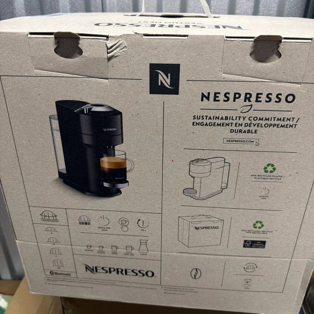 Nespresso GCV1 Vertuo Next black coffee machine with transparent water tank