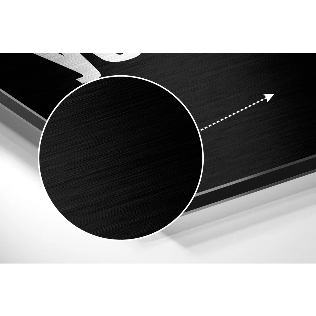 Sleek brushed aluminium dibond motivational wall art with black metal finish