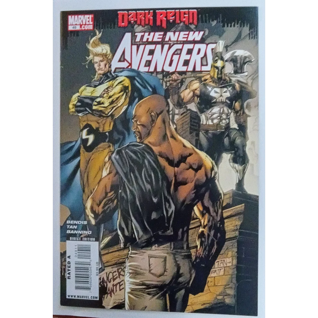 New Avengers Issue 49 Marvel Comics cover with yellow blue hero