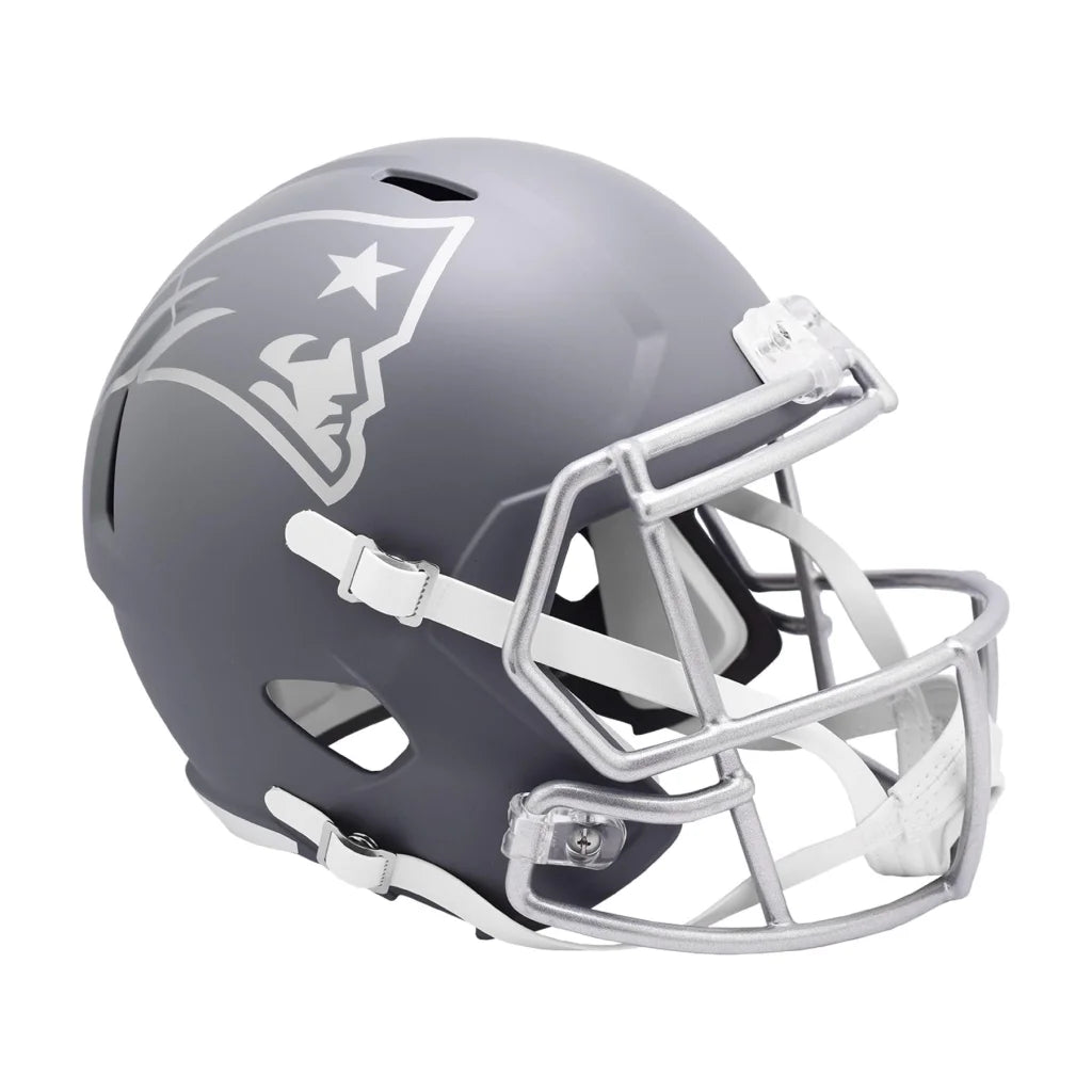 New England Patriots Slate Collection Matte Gray Riddell Helmet | Creative Sports | vintageantiquesgifts.com