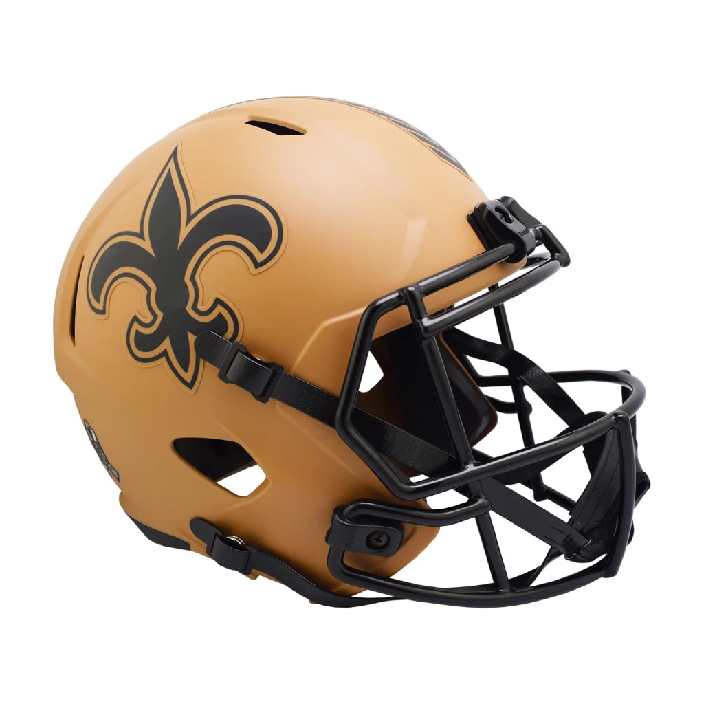 New Orleans Saints Salute to Service Gold Matte Helmet 2023 | Creative Sports | vintageantiquesgifts.com