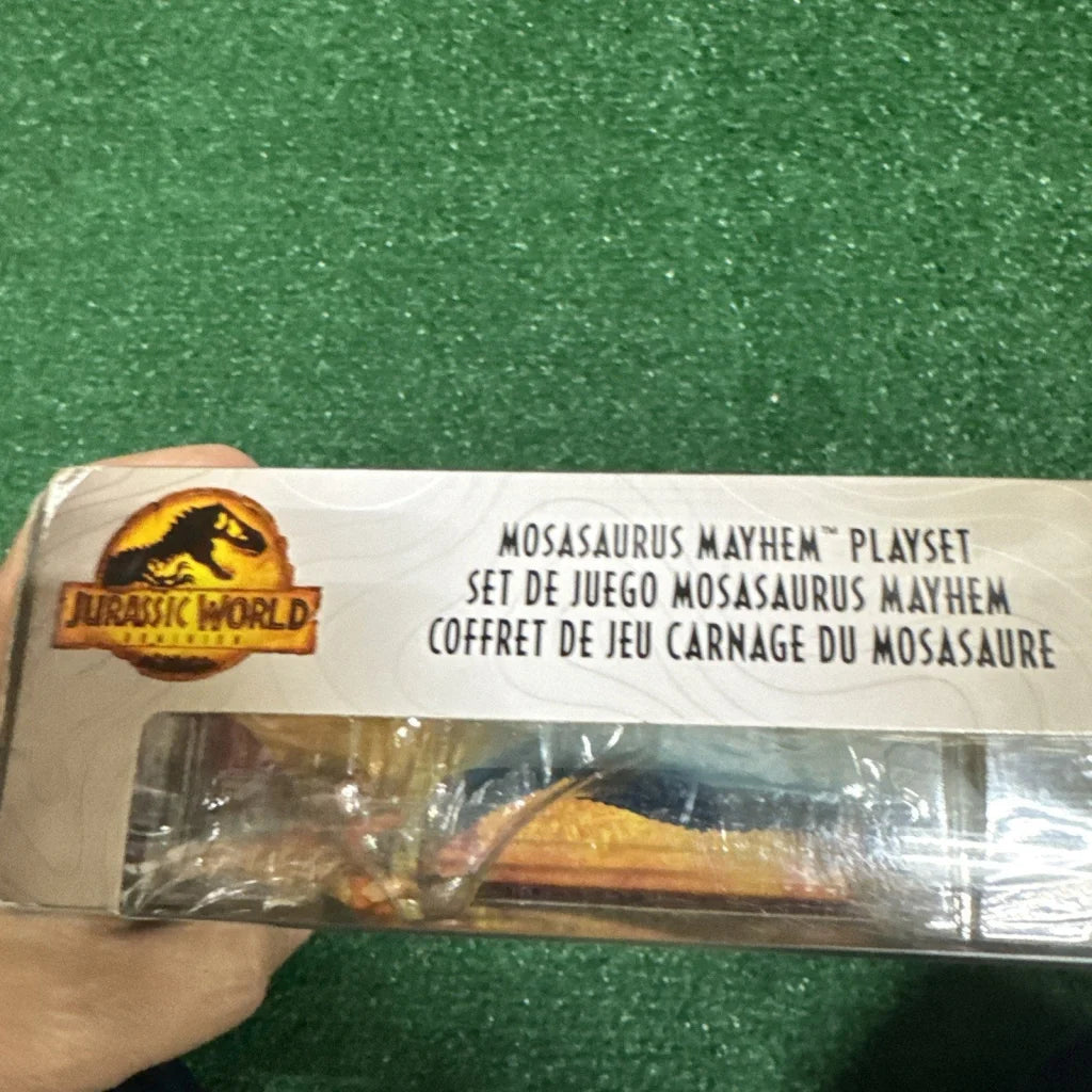 Jurassic World Dominion Mosasaurus Mayhem playset with dinosaur figures