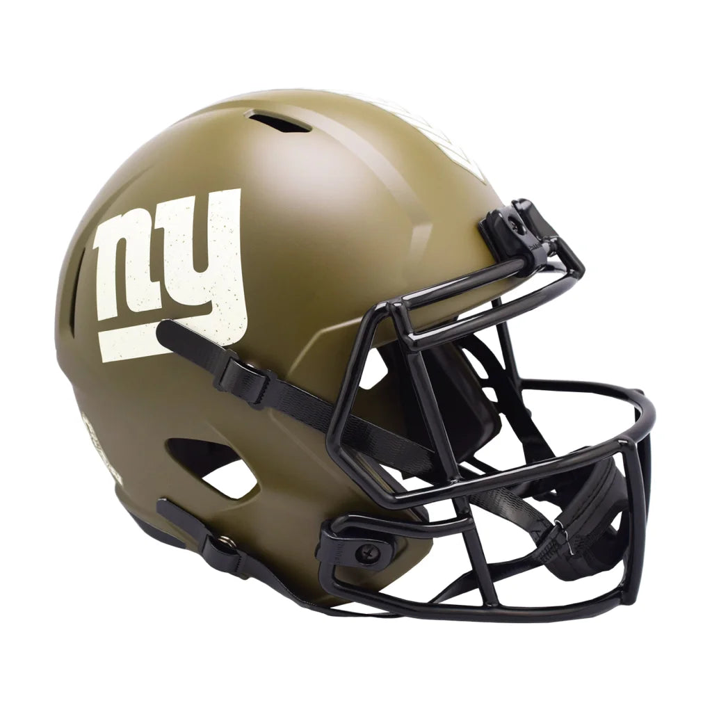 Olive green New York Giants Salute to Service helmet with black face mask