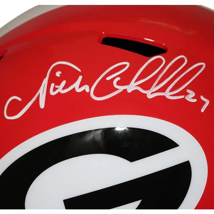 Nick Chubb signed Georgia Bulldogs replica helmet with red design and G logo